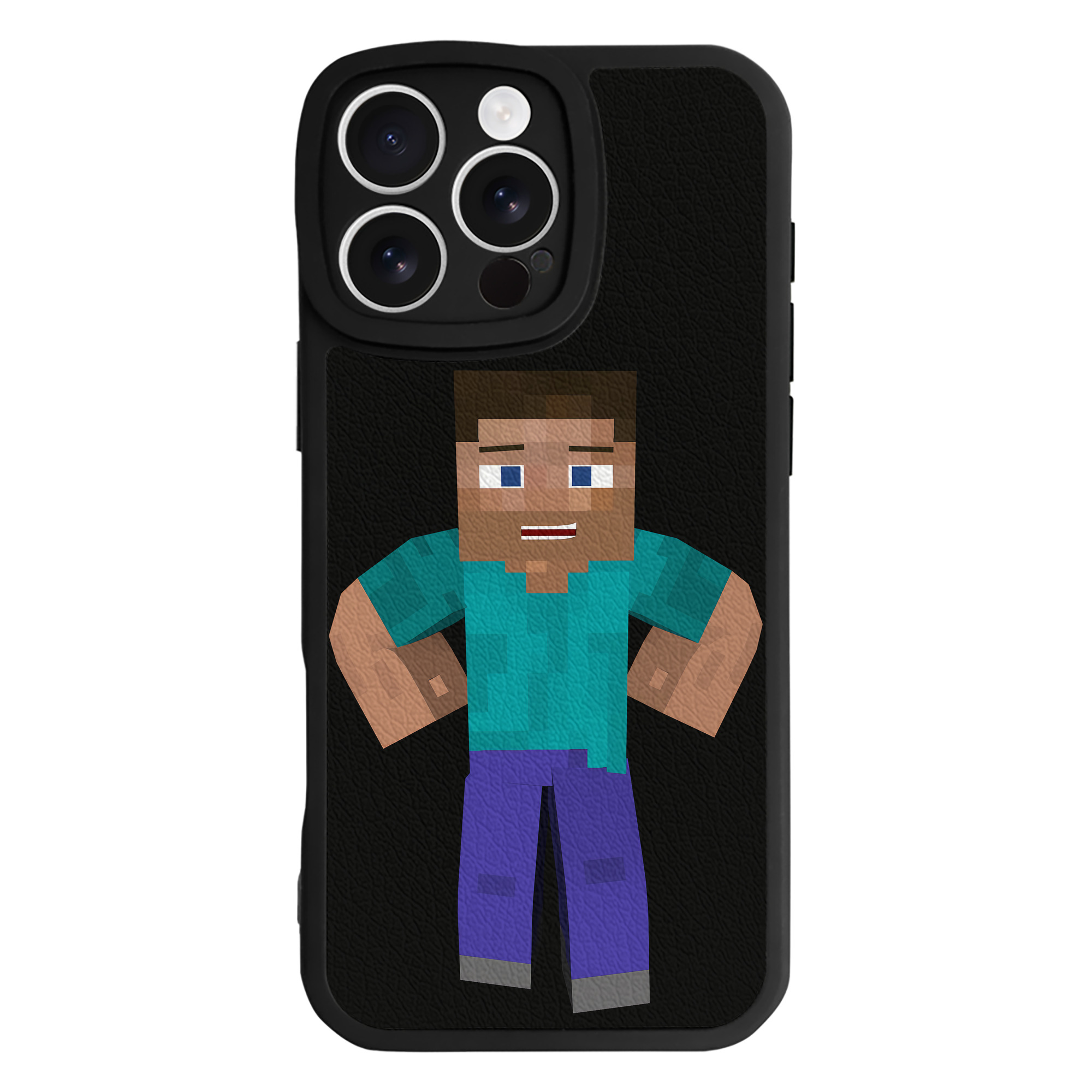 （画像用） マインクラフト ブロックの世界 Minecraft MC Block world 【iPhone 16シリーズ対応】シリコンスマホケース（レザー調） 材質：シリコン